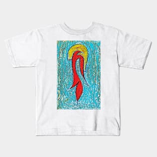 Magic Bird In A Blue Forest Kids T-Shirt